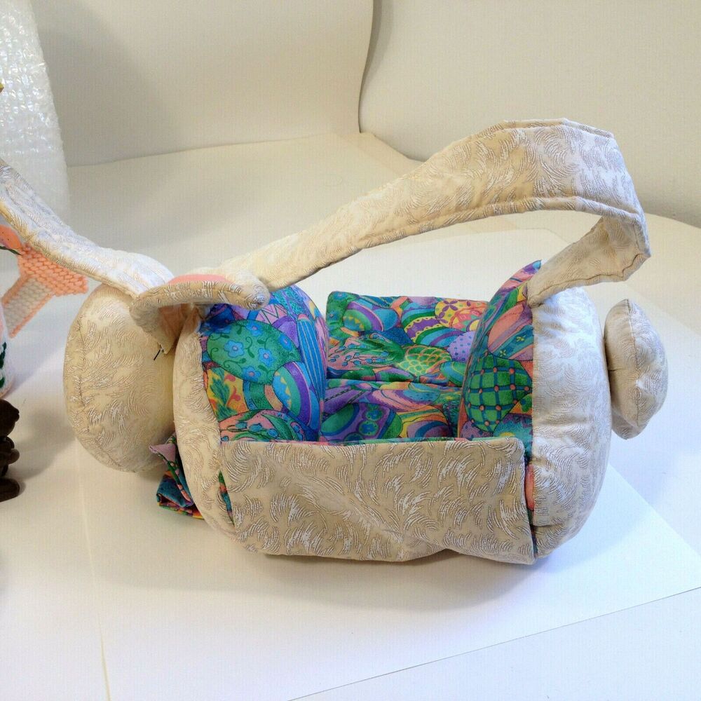 Vintage Easter Decorations Lot 7 Items Rabbit Eggs Flowers LOOK - Picture 7 of 11